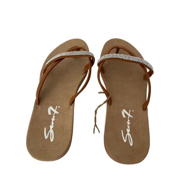Seven7 New Cute Caramel slippers with sequins cross straps size 10 - Picture 8 of 11